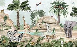 Papier peint enfant oasis animale, XXL, tendance