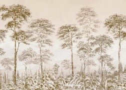 Papier peint nature pinède sépia