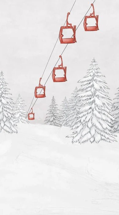 Papier peint montagne télécabine rouge