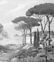 Papier peint balade dans les calanques noir et blanc, XXL, tendance