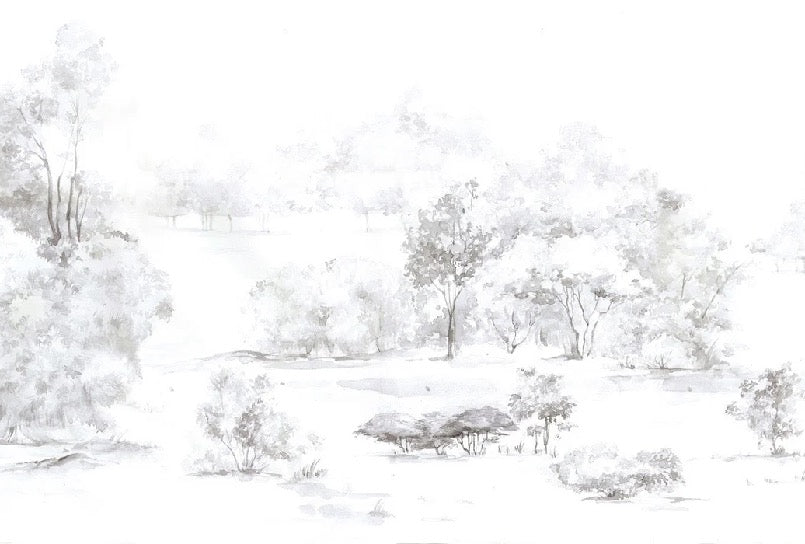 Papier peint forêt de pin aquarelle