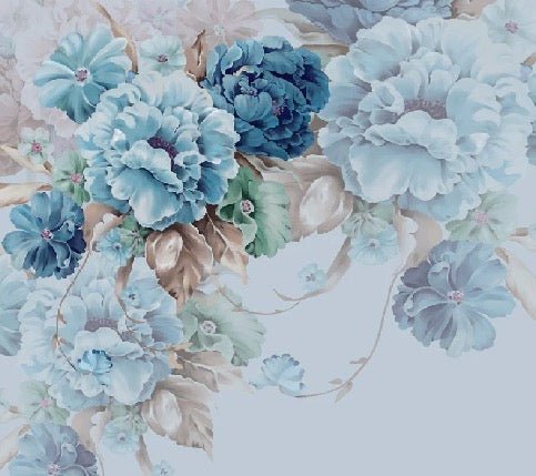 Papier peint fleurs bleues