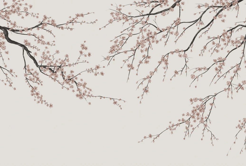 Papier peint panoramique Sakura beige, XXL, tendance