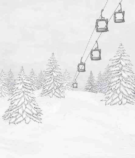 Papier peint montagne télécabine noir & blanc