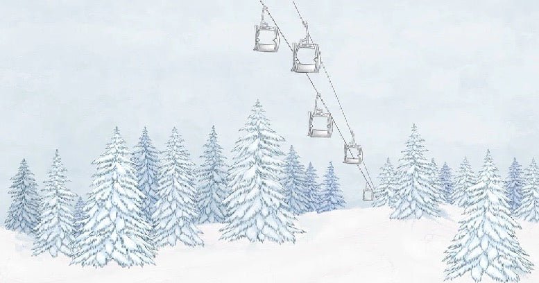 Papier peint montagnes télécabine bleu