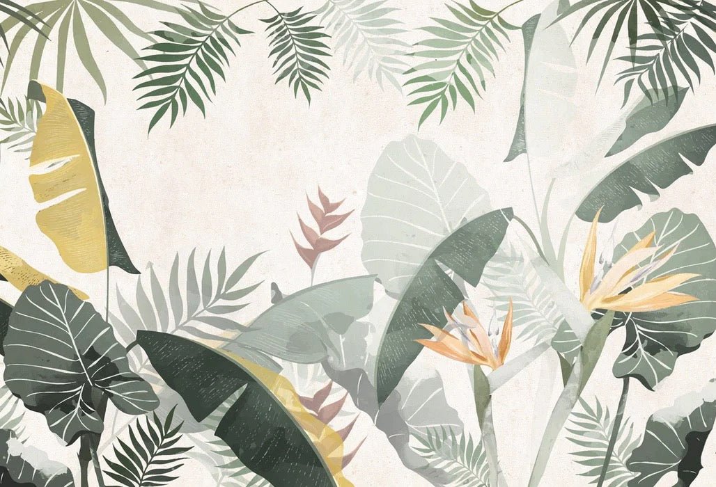 Papier peint sur mesure végétal vert jaune, XXL, tendance