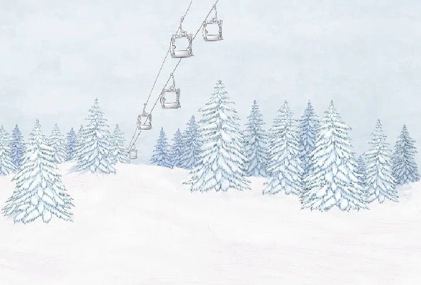 Papier peint montagnes télécabine bleu