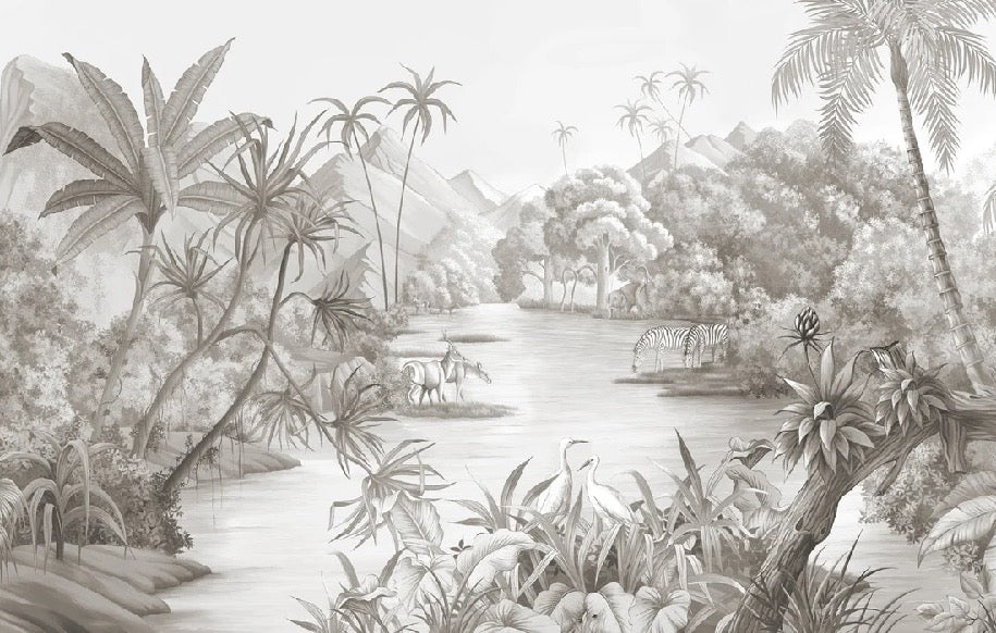 Papier peint panoramique jungle pittoresque