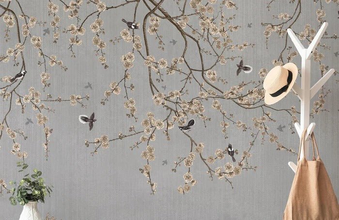 Papier peint branches fleuries