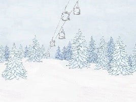 Papier peint montagnes télécabine bleu