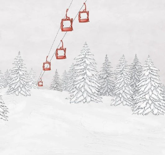 Papier peint montagne télécabine rouge, XXL, tendance