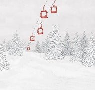Papier peint montagne télécabine rouge