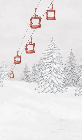 Papier peint montagne télécabine rouge, XXL, tendance
