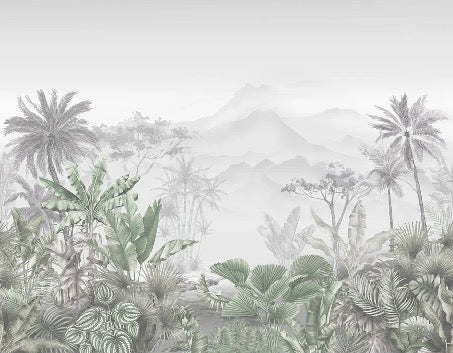 Papier peint tendance tropical vert