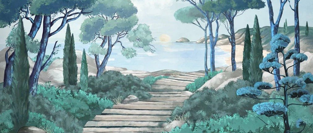 Papier peint balade dans les calanques, mural concept, tendance