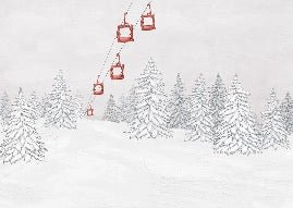 Papier peint montagne télécabine rouge, XXL, tendance