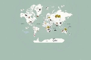 Papier peint Carte du monde en Francais enfant vert