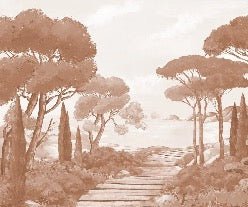 Papier peint balade dans les calanques terracotta