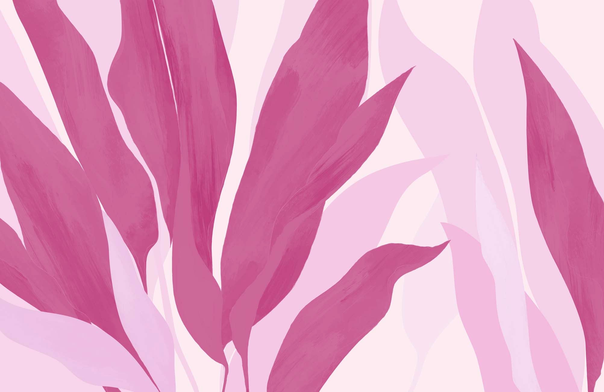 Papier peint panoramique étoffe florale rose, XXL, tendance