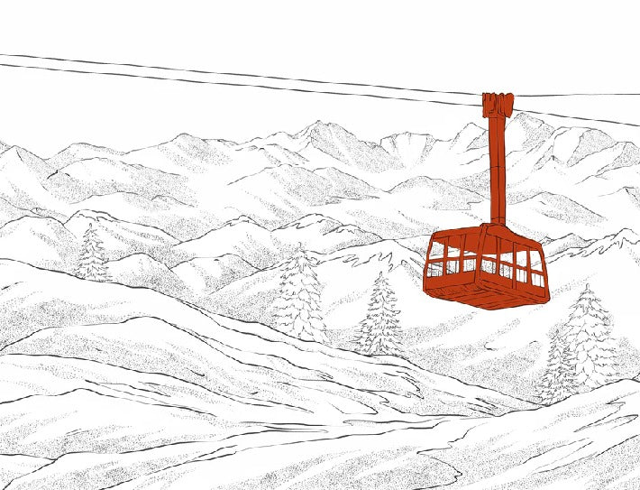 Papier peint La Plagne télécabine rouge