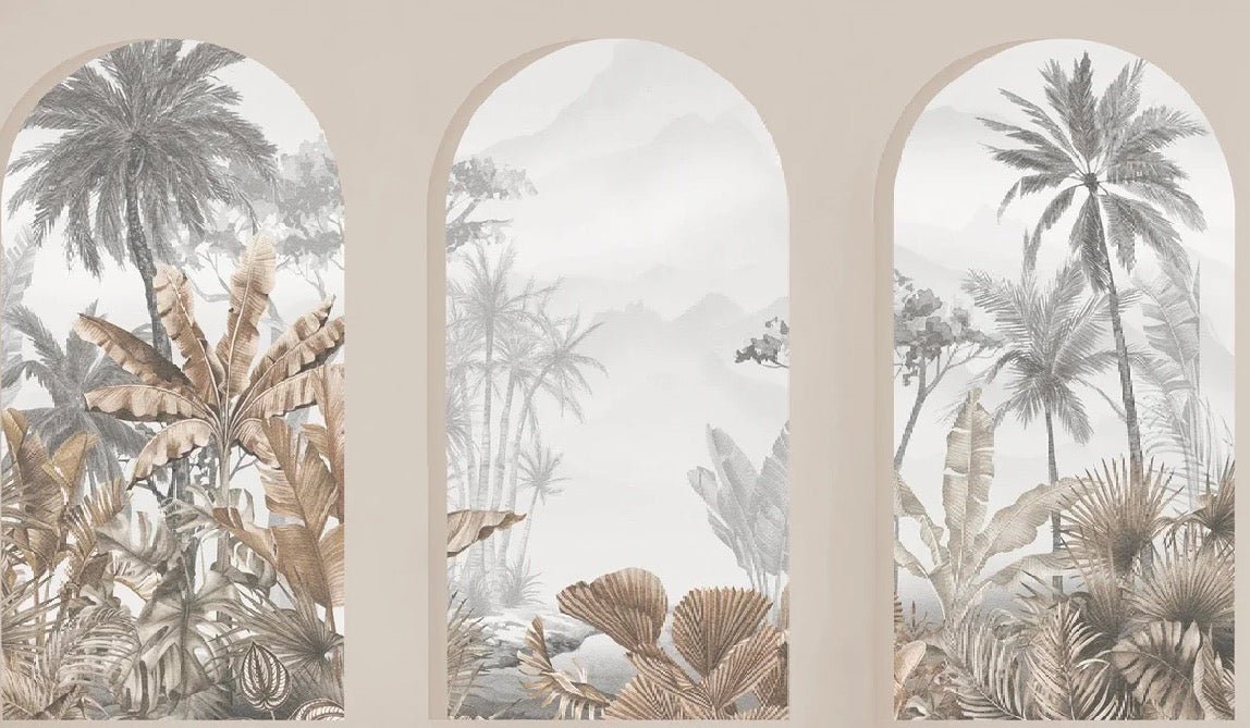 Papier peint arches tropicales sépia