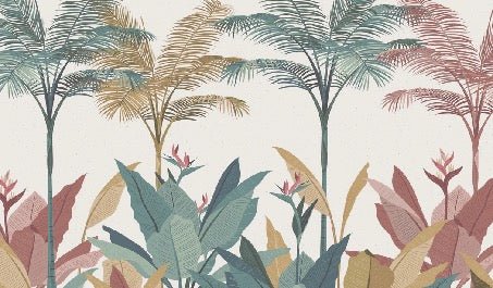 Papier peint panoramique jungle colorée