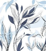 Papier peint fleur graphique bleu