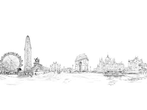 Papier peint noir et blanc monument du monde