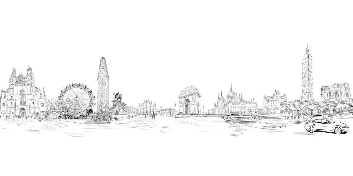 Papier peint noir et blanc monument du monde