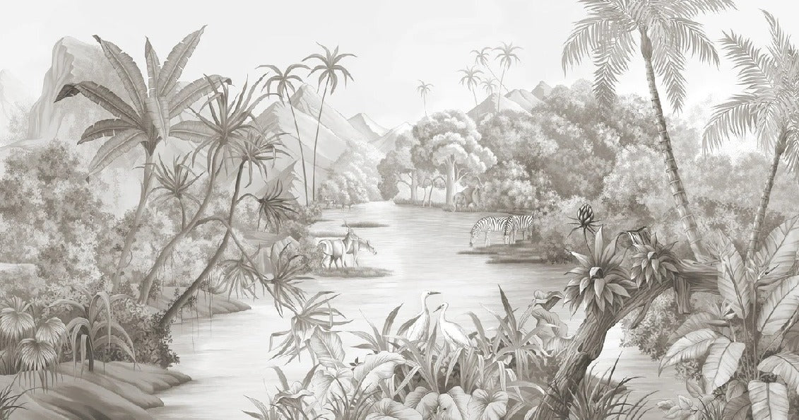 Papier peint panoramique jungle pittoresque