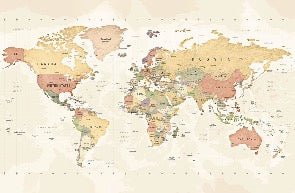 Papier peint panoramique carte du monde exploration