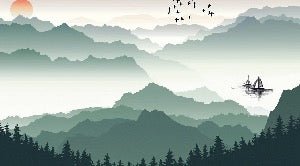 Papier peint montagne et voile sur le lac, XXL, tendance