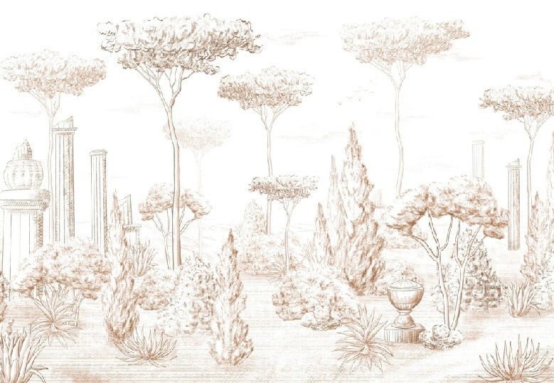 Papier peint style romain pinède sépia, XXL, tendance
