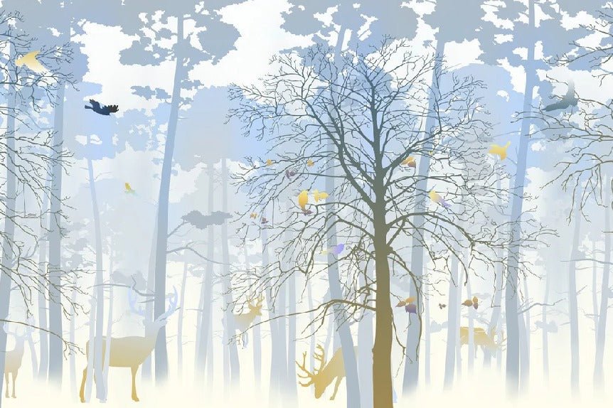 Papier peint nature forêt bleu & fraîcheur de l'aube