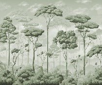 Papier peint panoramique pinède volupté vert