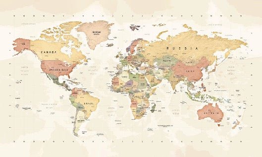 Papier peint panoramique carte du monde exploration