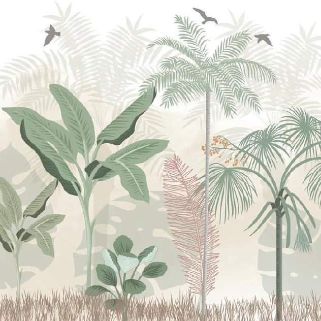 Papier peint panoramique jungle pastel