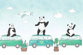 Papier peint panoramique enfant panda rigolo