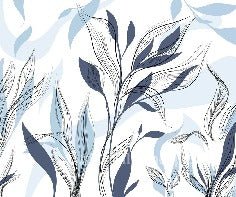 Papier peint fleur graphique bleu