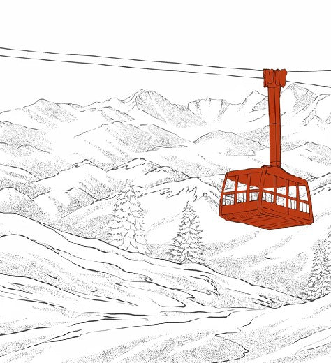 Papier peint La Plagne télécabine rouge