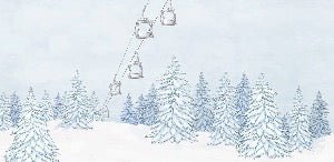 Papier peint montagnes télécabine bleu