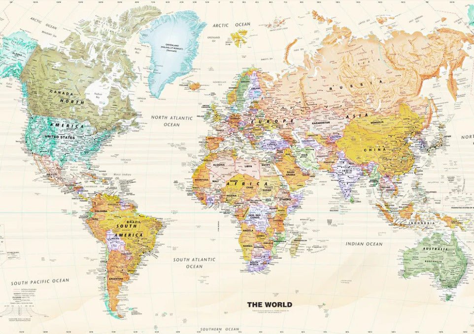 Papier peint original carte du monde, XXL, tendance