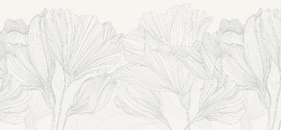 Papier peint panoramique gris et blanc valse des fleurs