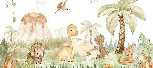 Papier peint bébés dinosaures au parc, XXL, tendance