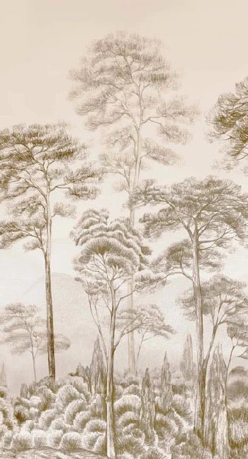 Papier peint nature pinède sépia