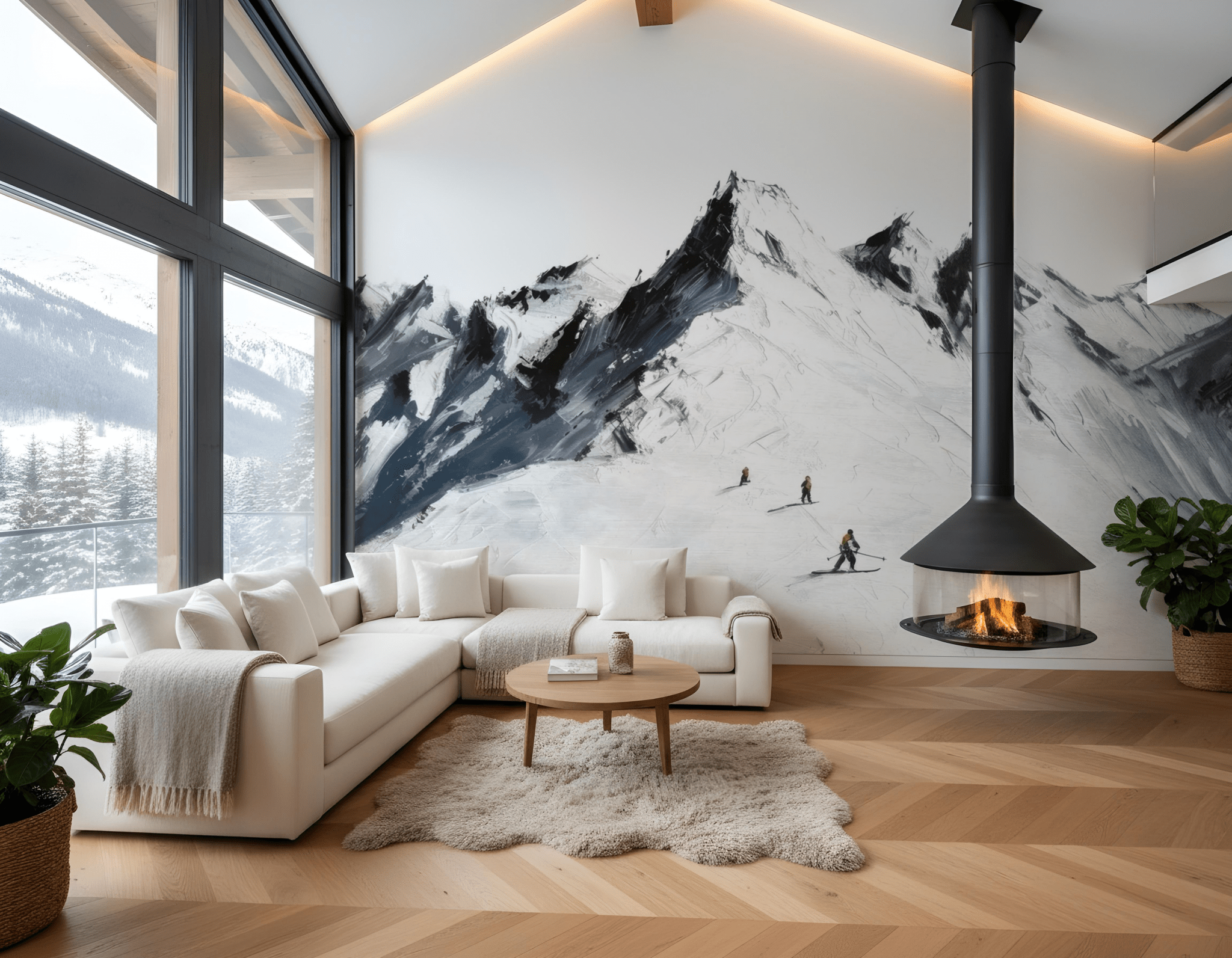 Papier peint ski alpinisme en montagne - Muralconcept