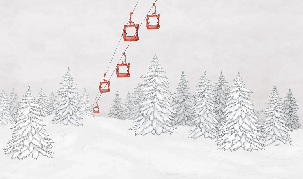 Papier peint montagne télécabine rouge, XXL, tendance