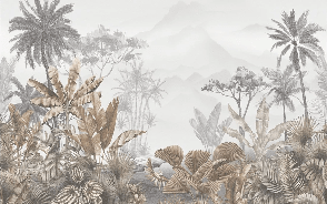 Papier peint tendance tropical sepia - Muralconcept