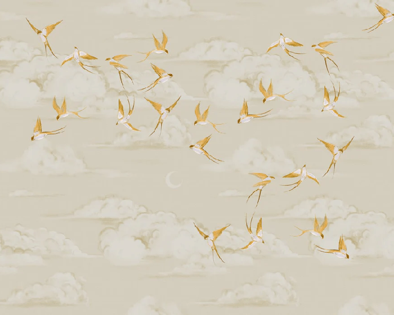 Papier peint bureau envol oiseau doré - Muralconcept