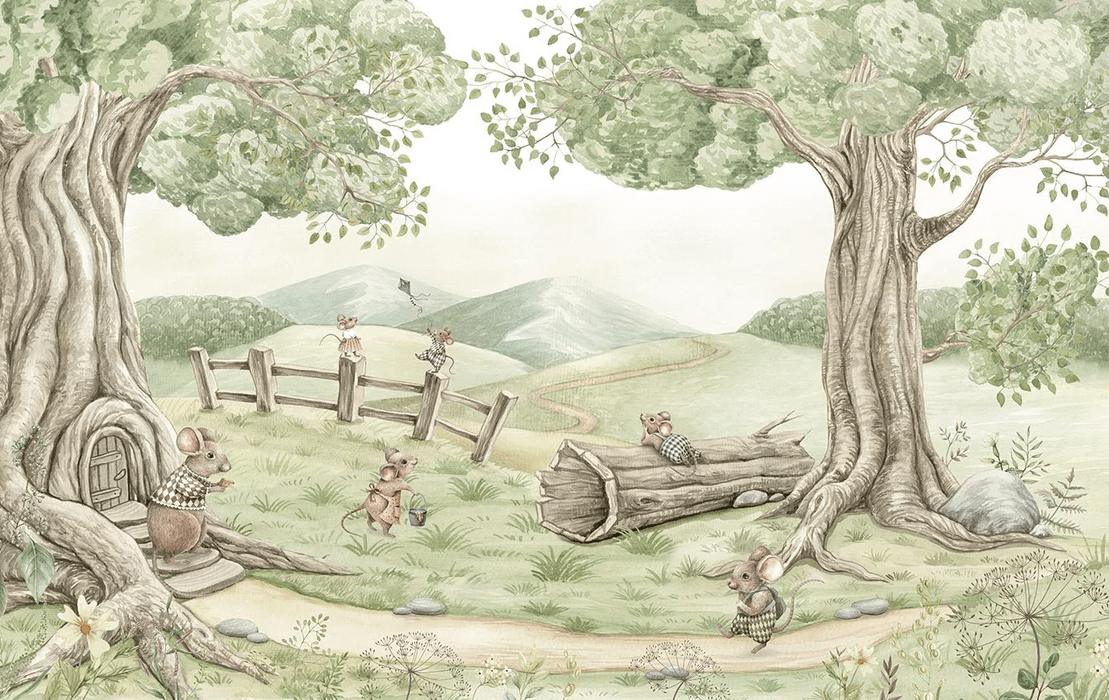 Papier peint bébé famille souris